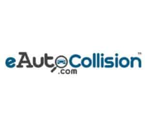 E auto collision logo on a white background.