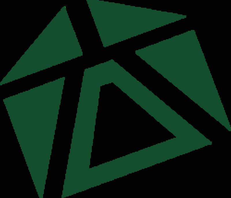 A Patco Commercial Construction logo featuring a green triangle on a black background.