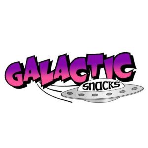 Galactic snacks logo on a white background.